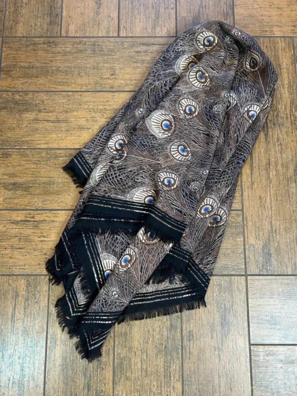 Liberty of London Vintage 100% Wool Peacock Feathers Large 69